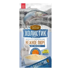 Деревенские лакомства 4х0,01кг Холистик Премьер Нежное пюре из лосося с икрой летучей рыбы для кошек