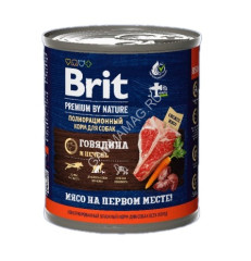Brit Premium by Nature 0,85кг с говядиной и печенью консервы для взрослых собак всех пород (51151)