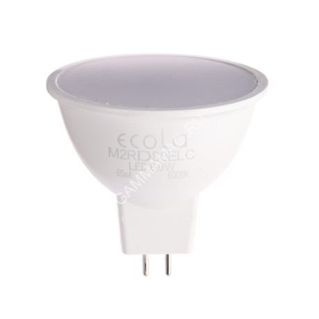 Лампа светодиодная 8,0W-220V GU5.3 MR16 6.5K холодный матовая Ecola 51x50 M2RD80ELC *10/100