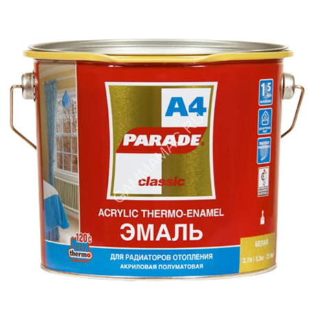 Эмаль для радиаторов акриловая белая полуматовая 0,45 л А4 120_С PARADE *1/12