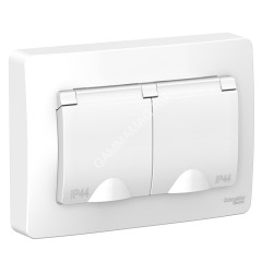 Розетка "BLANCA" СП 2-мест. белый з/к з/ш крышка IP44 16А 250В BLNRS441121 *1/5/30