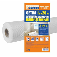 Сетка стр. армирующая яч. 5х5мм пл. 70г/кв.м Интер. Штукат. 1,0м х 20мSMF110T 4WALLS *1/9