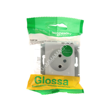 Механизм розетки "Glossa" 1-м. белый с/з GSL000143 *1/20/160
