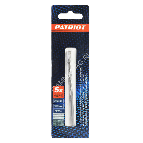 Сверло по бетону 6*100 (1шт) PATRIOT блистер *1/100/200