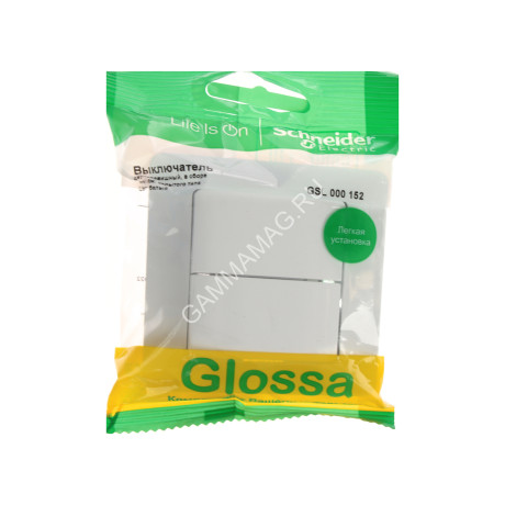 Выключатель "Glossa" СП 2кл. белый в сборе GSL000152 *15/90