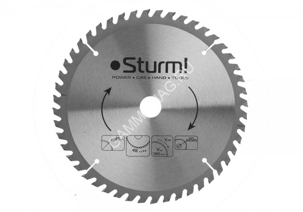 Диск пильный 185*20,0мм 48 зубьев по дереву (9020-185-20-48Т) Sturm *1/50