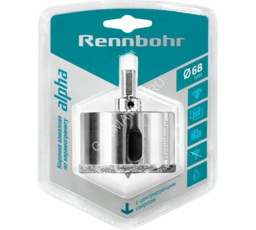Коронка по керамограниту 68мм алмазная центрирующее сверло (676268) Rennbohr *1/5/60