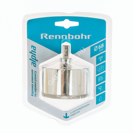 Коронка по керамограниту 68мм алмазная центрирующее сверло (676268) Rennbohr *1/5/60