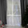 Гирлянда Занавес 3,0м*2,8м 300LED белый 8 реж Роса серебр.нить на крючках с ПДУ USB IP20 *1/30