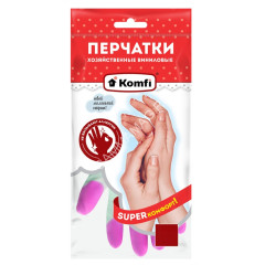 Перчатки виниловые прочные "Цветные пальчики" S (малый) 1пара Белые PVHCLR1 "Komfi" *12/72/144