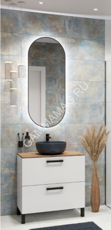 Зеркало /Cersanit/ ECLIPSE smart 50*122, c подсветкой, овальное, черная рама (64151) *1/40