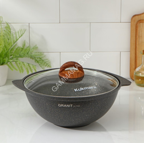 Казан алюм.а/приг.литой Kukmara "Granit ultra" original 3,5л Стекл.кр. кго37а (Кукмор) *1/4