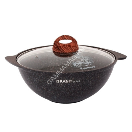 Казан алюм.а/приг.литой Kukmara "Granit ultra" original 3,5л Стекл.кр. кго37а (Кукмор) *1/4