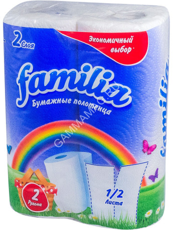 Полотенца бумажные 2-х сл. FAMILIA РАДУГА (2 рул.) 5050455 *16