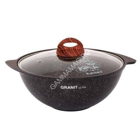 Казан алюм.а/приг.литой Kukmara "Granit ultra" original 4,5л Стекл.кр. кго47а (Кукмор) *1/3