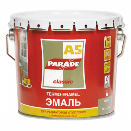 Эмаль для радиаторов алкидная белая полуматовая 0,45 л А5 90_С PARADE *1/12