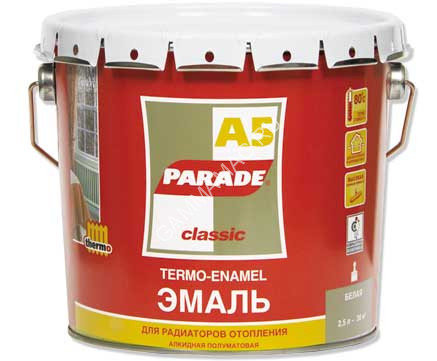 Эмаль для радиаторов алкидная белая полуматовая 0,45 л А5 90_С PARADE *1/12