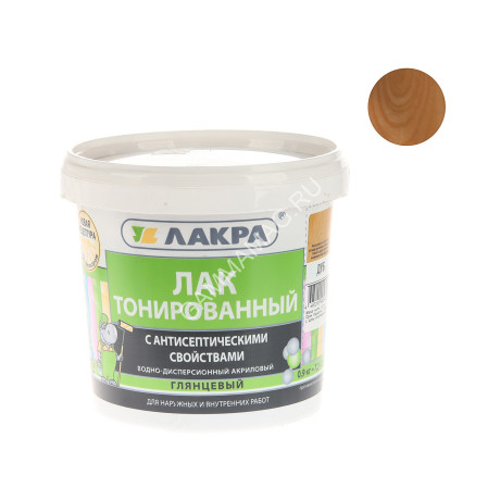 Лак акриловый для наружных и внутренних работ тонированный Дуб 0,9 кг Лакра * 6/432