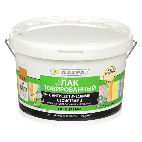 Лак акриловый для наружных и внутренних работ тонированный Дуб 2,5 кг Лакра * 1/144