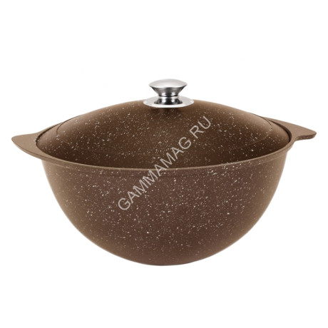 Казан алюм.а/приг.литой Kukmara "Мраморная" кофейн. 6,0л Металл.кр., d дна125мм кмк65а (Кукмор) *1/2