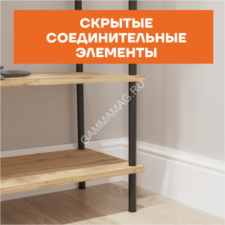 Стеллаж металл. "НеШкаф 64" 915х365х1455мм 4 полки Дер./Черный ЭТНШ 64 Ч "ЗМИ" *1