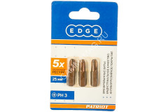 Бита крестовая PH3х25мм (3шт) фрезерованная S2 хвостовик1/4"С EDGE PATRIOT *1/20/240