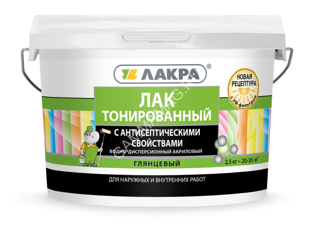 Лак акриловый для наружных и внутренних работ тонированный Махагон 2,5 кг Лакра *1/144