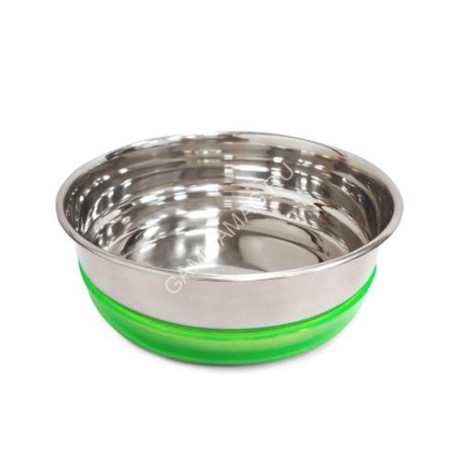 Миска (Triol) металлический с салатовой резинкой, 0,49л.