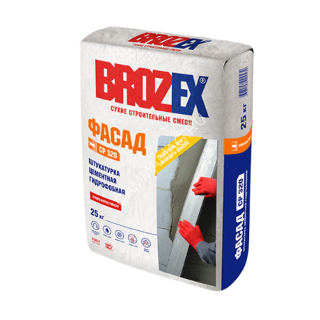 Штукатурка цементная СР 320 Фасад (ШС-32) 25 кг BROZEX *1/56