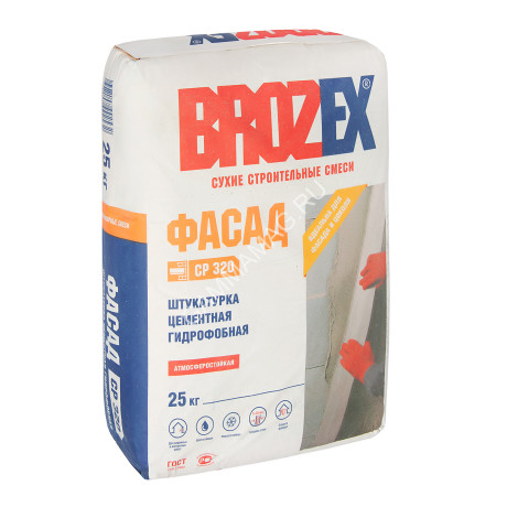 Штукатурка цементная СР 320 Фасад (ШС-32) 25 кг BROZEX *1/56
