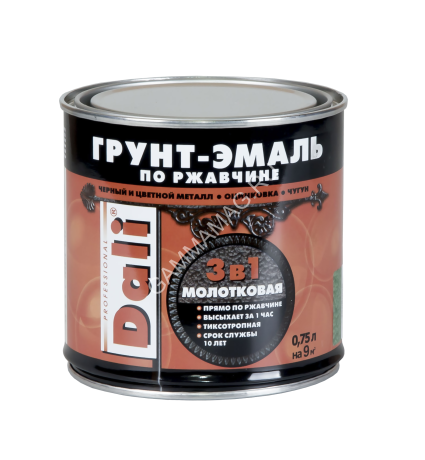 Грунт-эмаль по ржавчине золотистая с молотковым эффектом 0,75 л DALI *1/6/576
