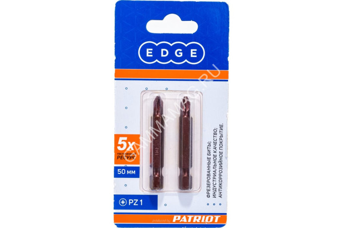 Бита крестовая PZ1х50мм (2шт) фрезерованная S2 хвостовик1/4"Е EDGE PATRIOT *1/20/240
