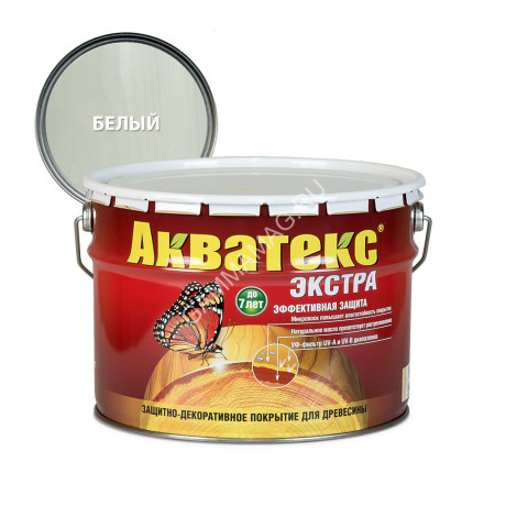 Защитно-декоративное покрытие для древесины алкидное белый 9 л АКВАТЕКС *1/55