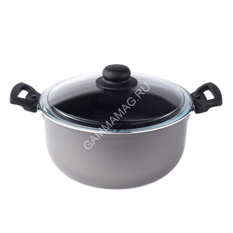 Кастрюля алюм.а/приг. Scovo "Diskovery" 4,5л d24см Cъем.руч., Cтекл.кр. СД-008 *1/4