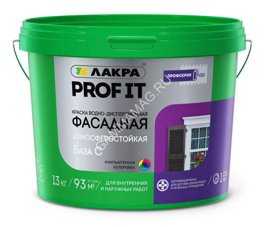 Краска акриловая фасадная 13 кг Лакра PROF IT суперстойкая База С *1/44