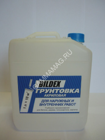 Грунтовка акриловая для внутренних и наружных работ 10кг BILDEX *1/60