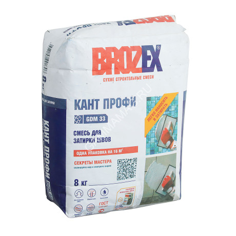 Затирка для швов КАНТ ПРОФИ серая 8 кг BROZEX *1/56