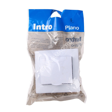 Розетка "Intro Plano" СП 1-мест. белый з/к крышка 2P+E Schuko 16А-250В IP20 *10/100