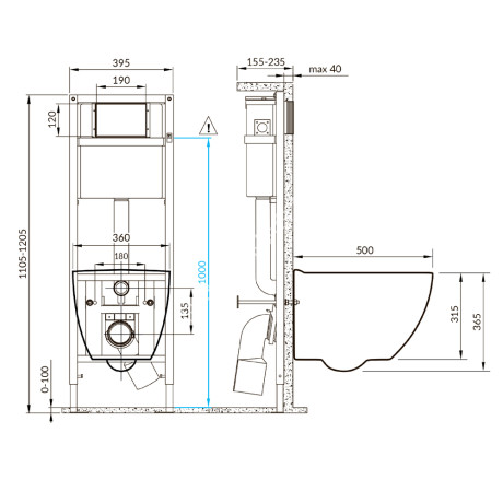 Инсталляция BRASKO SMART CO EO(унитаз, кр.slim DP+инст VECTOR, кн.ESTETICA пластик бел.)Cersanit*1/6