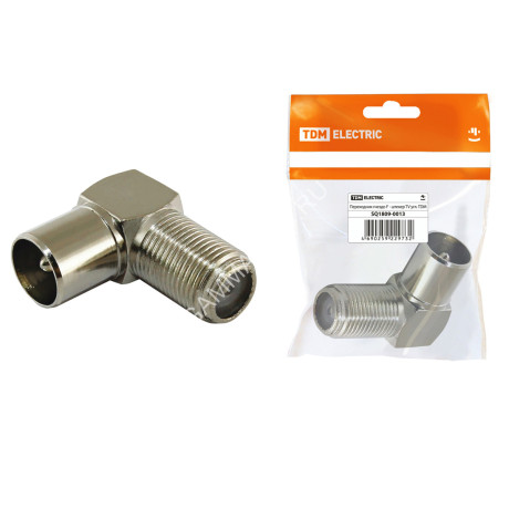 Переходник TV гнездо F - штекер TV угловой TDM SQ1809-0013 инд шк *10/100