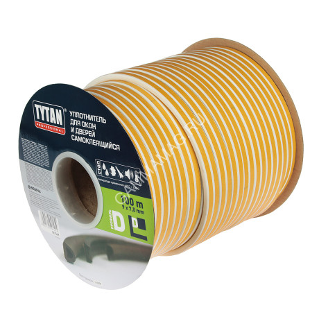 Уплотнитель для окон/дверей TYTAN D100(50 п.м) белый 91454 *50