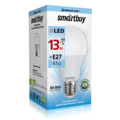 Лампа светодиодная 13W Е27 груша 4К нейтральный A60 Smartbuy *10/100