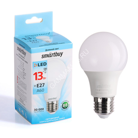 Лампа светодиодная 13W Е27 груша 4К нейтральный A60 Smartbuy *10/100