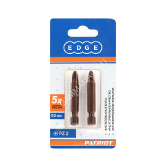 Бита крестовая PZ2х50мм (2шт) фрезерованная S2 хвостовик1/4"Е EDGE PATRIOT *1/20