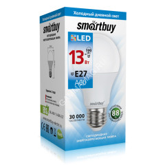 Лампа светодиодная 13W Е27 груша 6,5К холодный A60 Smartbuy *10/100