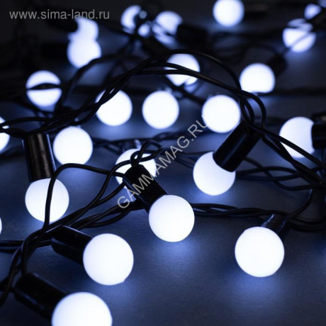 Гирлянда Нить 10м 100LED белый 8 режимов Шарики 1,5 см тёмная нить 220V IP44 671565 *1/50