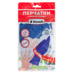 Перчатки латексные прочные XL (супер-большой) 1пара Синие HB004G "Komfi" *12/144