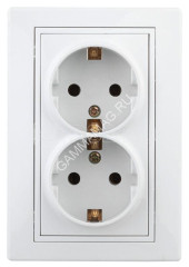 Розетка "Intro Plano" СП 2-мест.белый с/з 2X2P+E Schuko 16А-250В IP20 1-205-01 *10/100