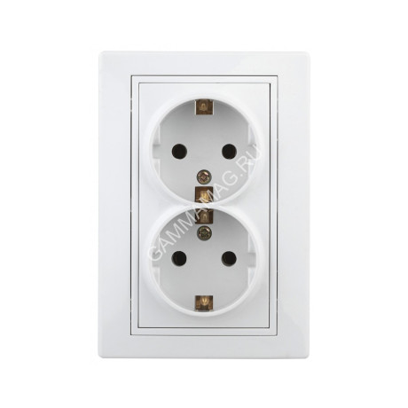Розетка "Intro Plano" СП 2-мест.белый с/з 2X2P+E Schuko 16А-250В IP20 1-205-01 *10/100