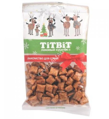 TiTBiT 0,095кг хрустящие подушечки с начинкой со вкусом индейки и шпината для мал.пород (Новогодняя)